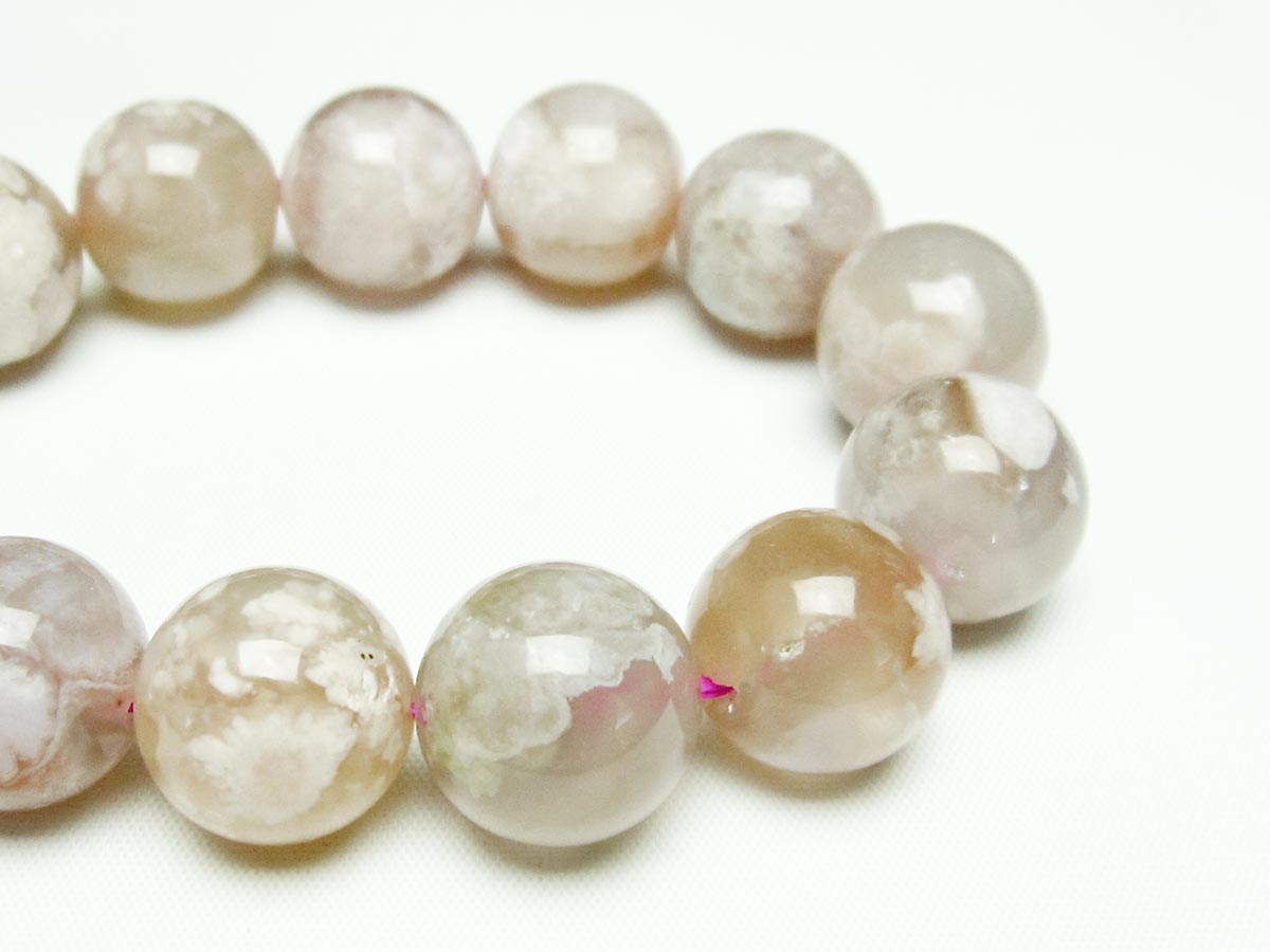 チェリーブロッサムアゲート ブレスレット 桜瑪瑙 17mm メール便可 111-24556