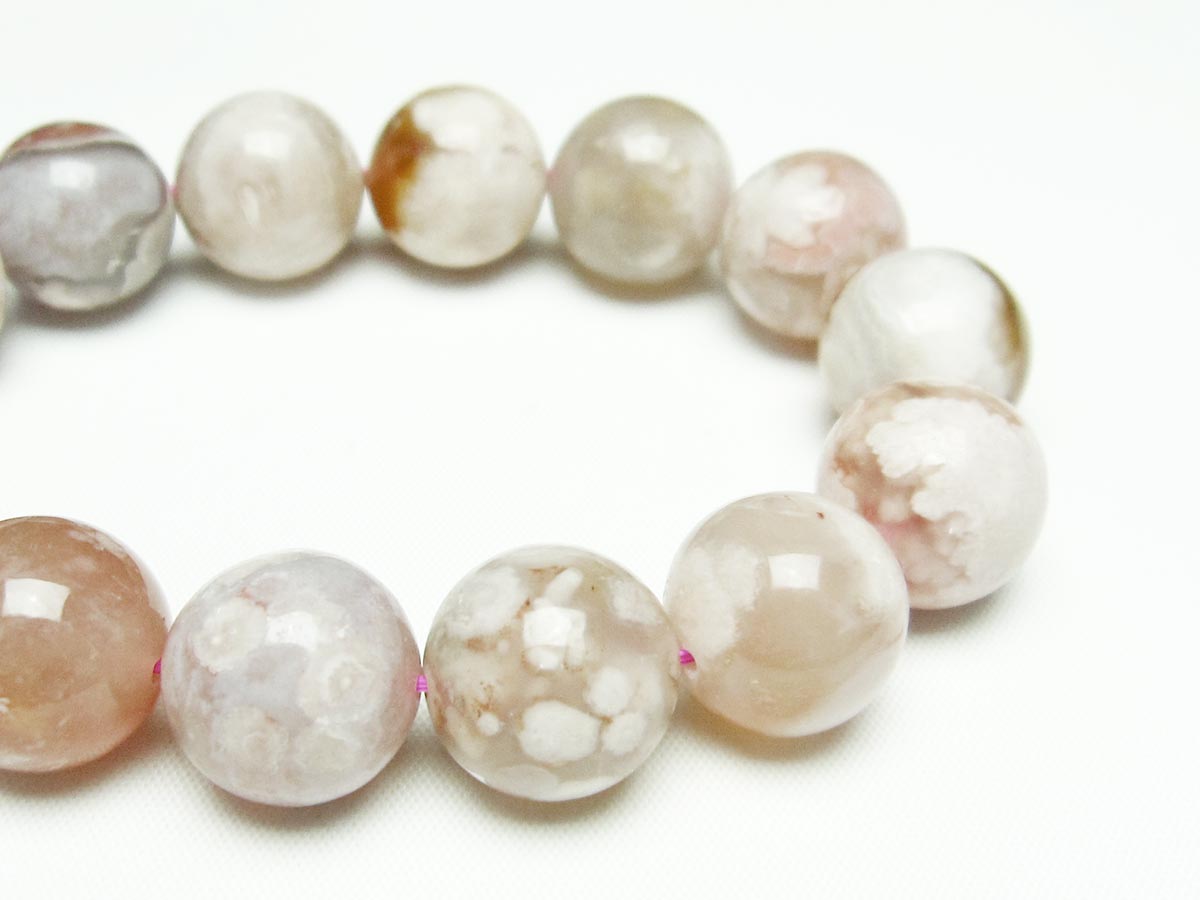 チェリーブロッサムアゲート ブレスレット 桜瑪瑙 16mm メール便可 111-24564