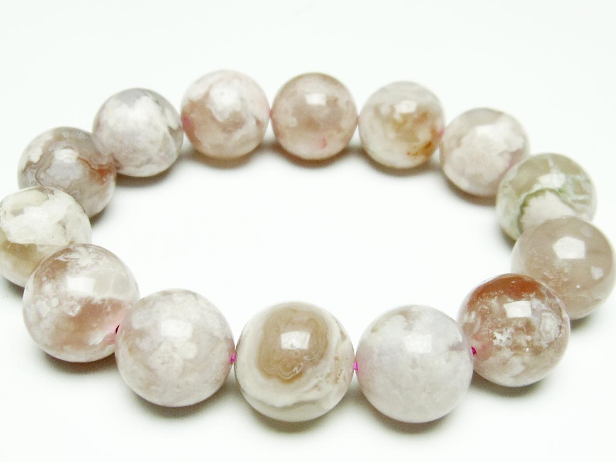 チェリーブロッサムアゲート ブレスレット 桜瑪瑙 16mm メール便可 111-26390