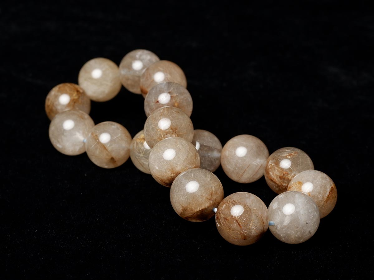 プラチナルチルクォーツ ブレスレット 13mm 一点物 111-29760