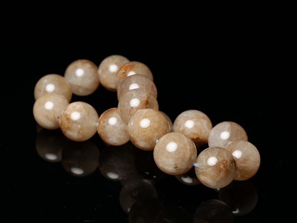 プラチナルチルクォーツ ブレスレット 13mm 一点物 111-29762
