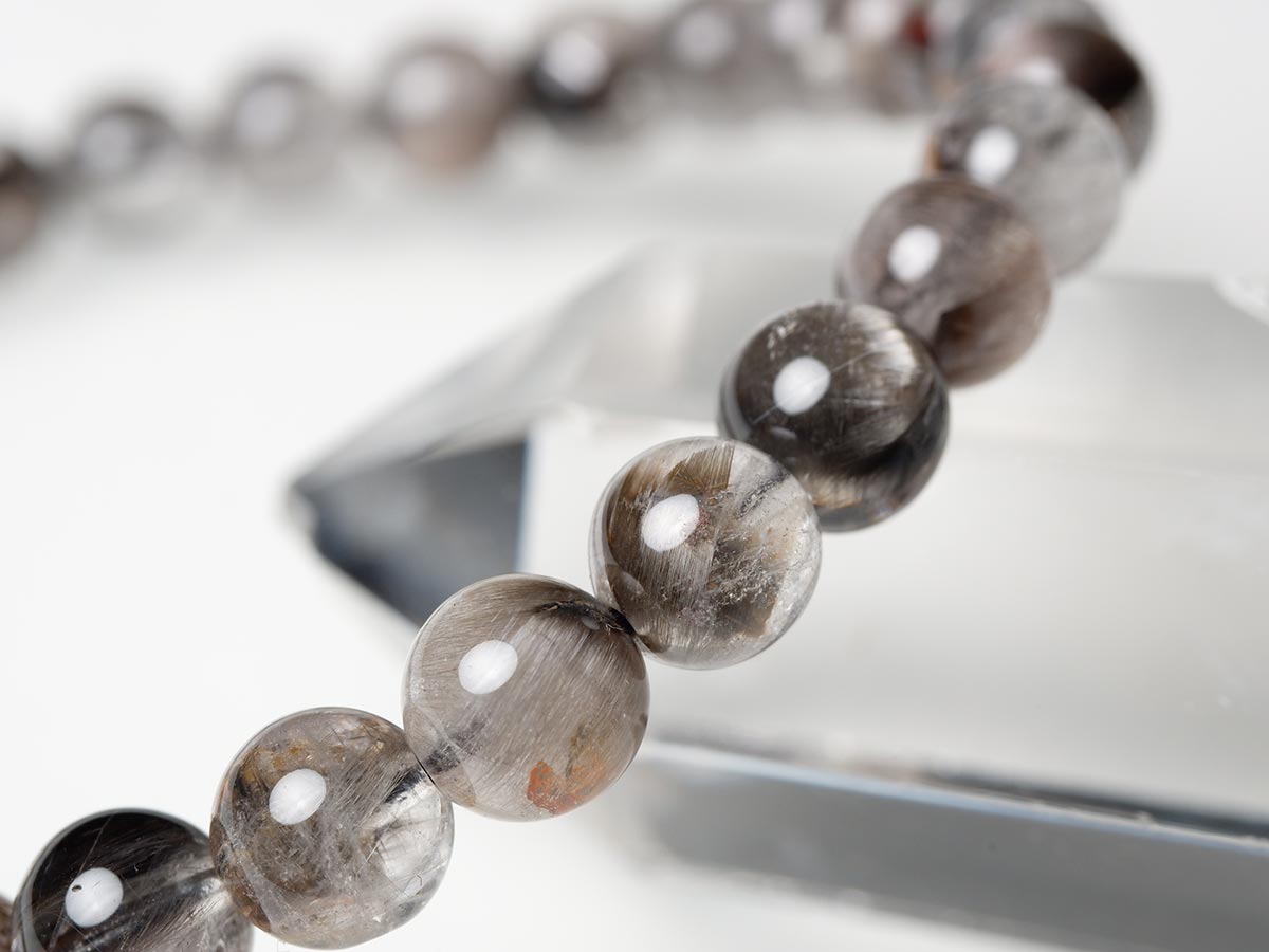 プラチナルチルクォーツ ブレスレット 7mm 一点物 111-35633