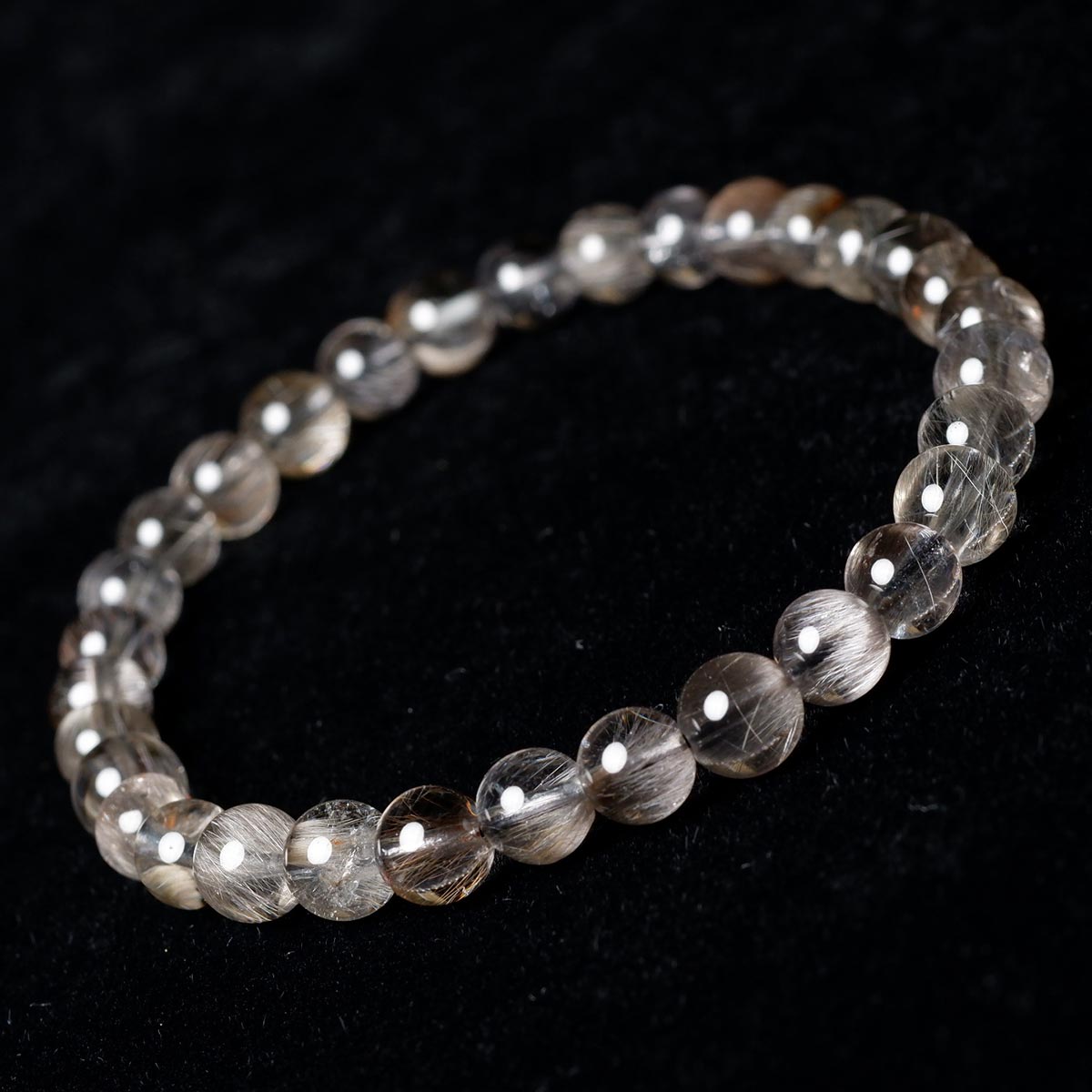 プラチナルチルクォーツ ブレスレット 6mm 一点物 111-35653 – 天然石