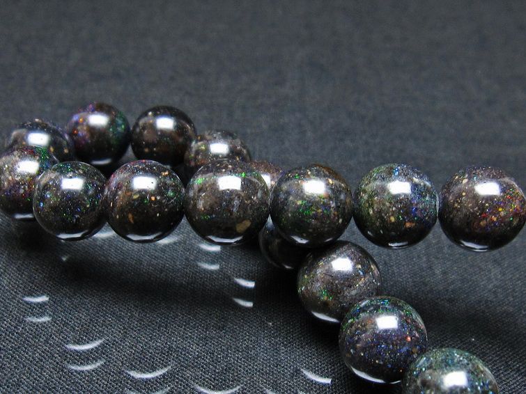 ブラックオパール ブレスレット 10mm 一点物 111-37889