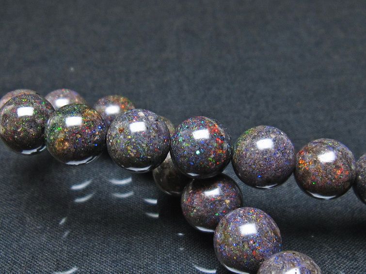 ブラックオパール ブレスレット 10mm 一点物 111-37891