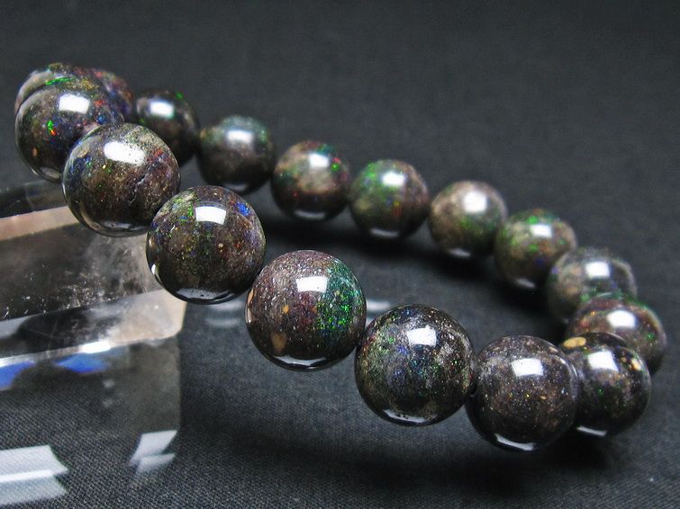 ブラックオパール ブレスレット 12mm 一点物 111-37905