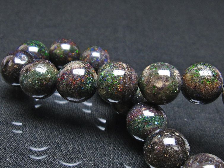 ブラックオパール ブレスレット 12mm 一点物 111-37905