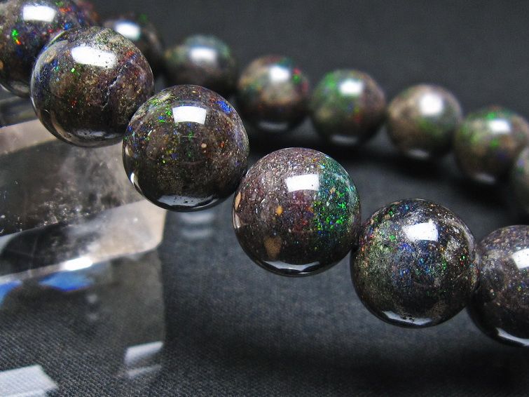 ブラックオパール ブレスレット 12mm 一点物 111-37905