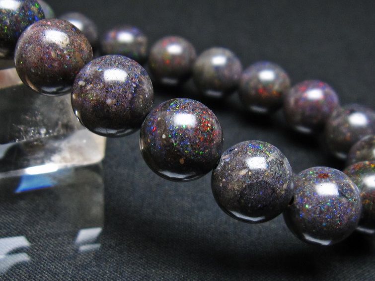 ブラックオパール ブレスレット 11mm 一点物 111-37908