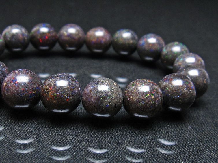 ブラックオパール ブレスレット 11mm 一点物 111-37908