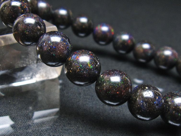 ブラックオパール ブレスレット 10mm 一点物 111-37916