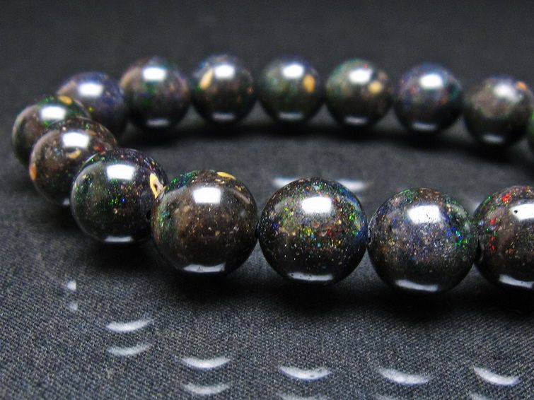 ブラックオパール ブレスレット 11mm 一点物 111-37923