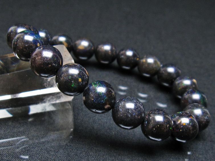 ブラックオパール ブレスレット 11mm 一点物 111-37932