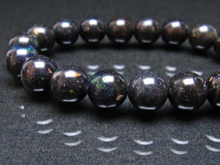 ブラックオパール ブレスレット 11mm 一点物 111-37932
