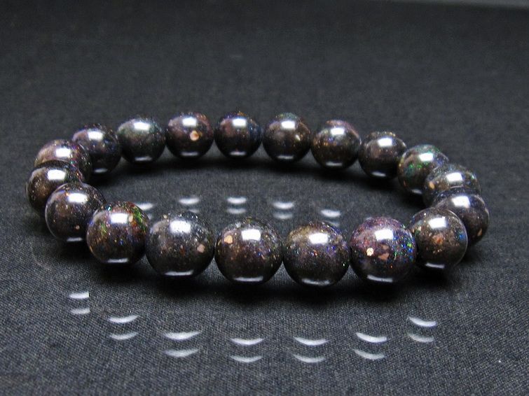 ブラックオパール ブレスレット 11mm 一点物 111-37935