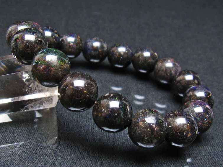 ブラックオパール ブレスレット 12mm 一点物 111-37940