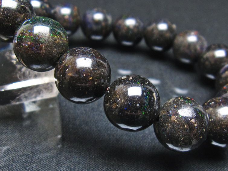 ブラックオパール ブレスレット 12mm 一点物 111-37940