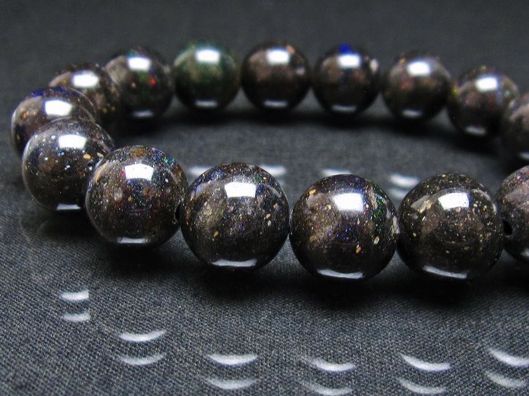 ブラックオパール ブレスレット 12mm 一点物 111-37940