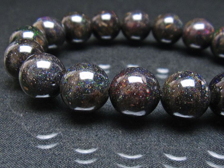 ブラックオパール ブレスレット 13mm 一点物 111-37942