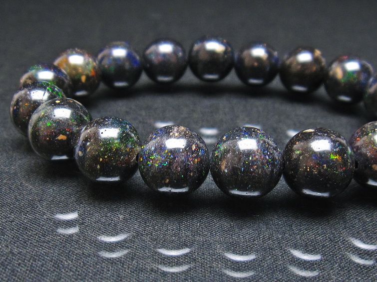 ブラックオパール ブレスレット 12mm 一点物 111-37943