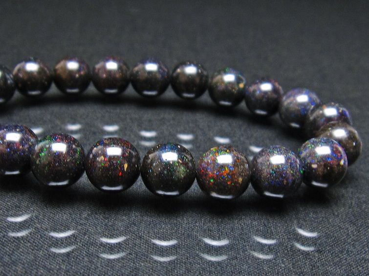 ブラックオパール ブレスレット 10mm 一点物 111-37951
