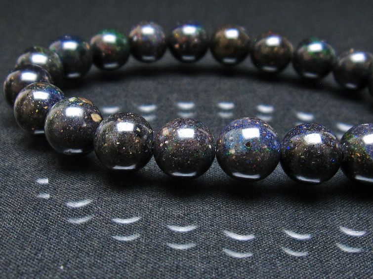ブラックオパール ブレスレット 10mm 一点物 111-37954