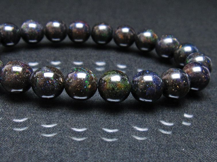 ブラックオパール ブレスレット 10mm 一点物 111-37955
