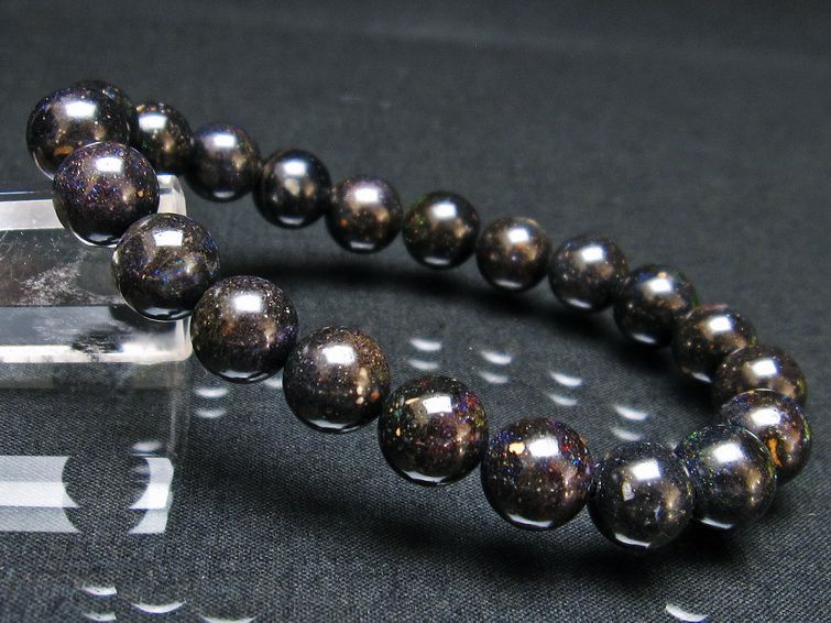 ブラックオパール ブレスレット 10mm 一点物 111-37965