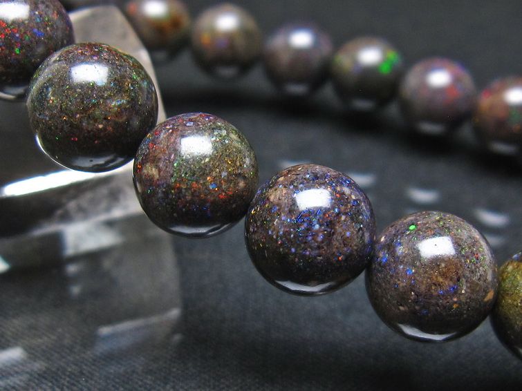 ブラックオパール ブレスレット 10mm 一点物 111-37967