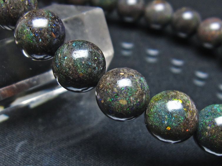 ブラックオパール ブレスレット 10mm 一点物 111-37969