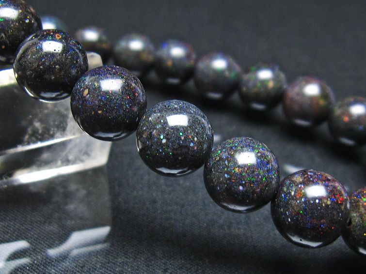ブラックオパール ブレスレット 10mm 一点物 111-37972