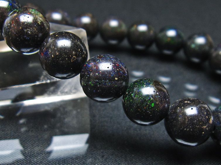 ブラックオパール ブレスレット 10mm 一点物 111-37975