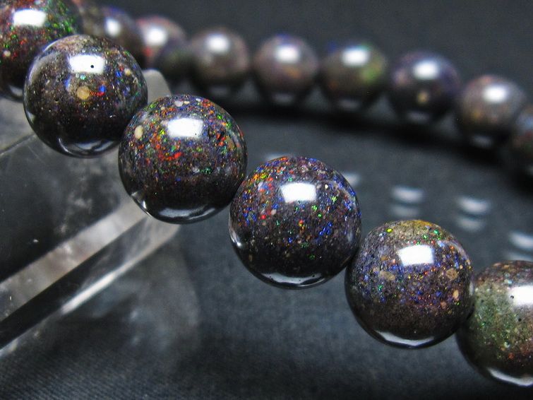 ブラックオパール ブレスレット 10mm 一点物 111-37976