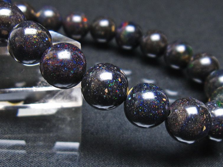 ブラックオパール ブレスレット 10mm 一点物 111-37977