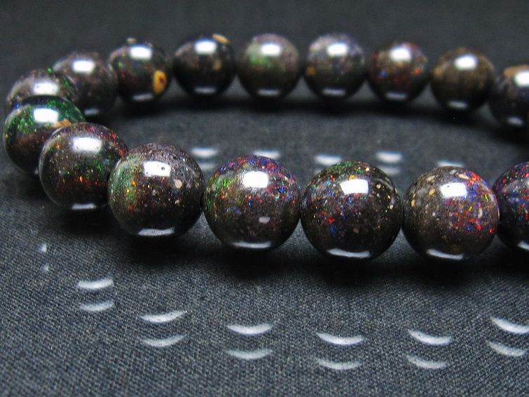 ブラックオパール ブレスレット 11mm 一点物 111-37982