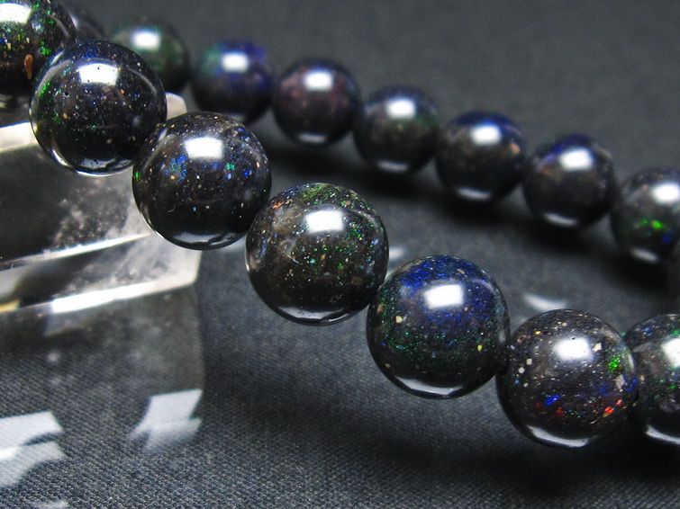 ブラックオパール ブレスレット 11mm 一点物 111-37983