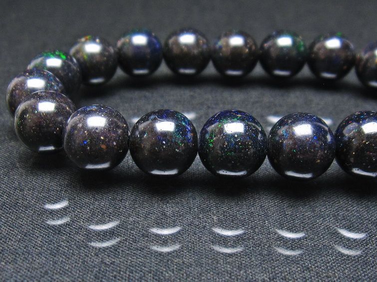 ブラックオパール ブレスレット 11mm 一点物 111-37983