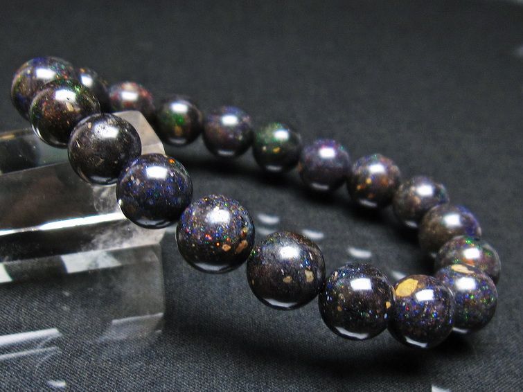 ブラックオパール ブレスレット 10mm 一点物 111-37989
