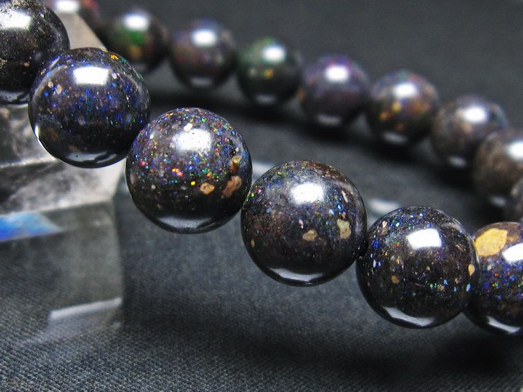 ブラックオパール ブレスレット 10mm 一点物 111-37989
