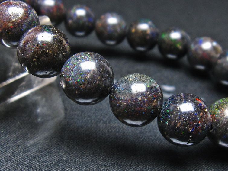 ブラックオパール ブレスレット 11mm 一点物 111-37995