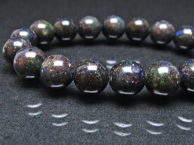 ブラックオパール ブレスレット 11mm 一点物 111-37995