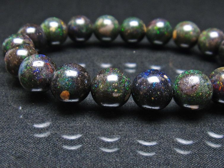 ブラックオパール ブレスレット 10mm 一点物 111-37996