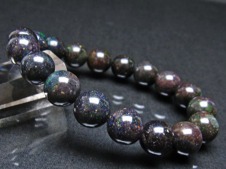 ブラックオパール ブレスレット 12mm 一点物 111-38000