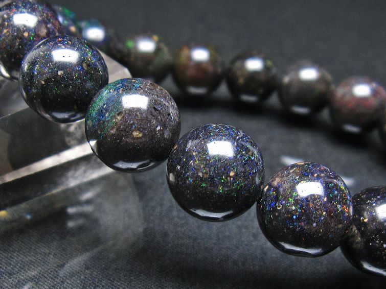ブラックオパール ブレスレット 12mm 一点物 111-38000