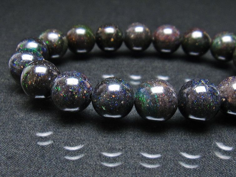 ブラックオパール ブレスレット 12mm 一点物 111-38000