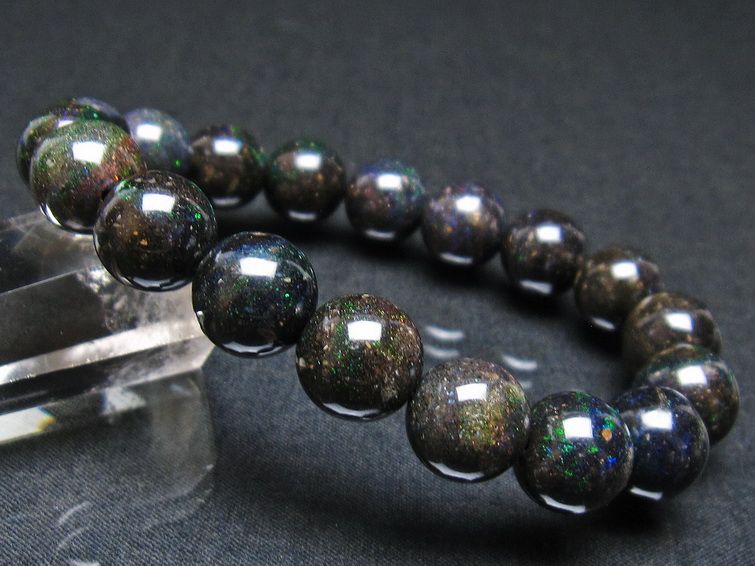 ブラックオパール ブレスレット 12mm 一点物 111-38001