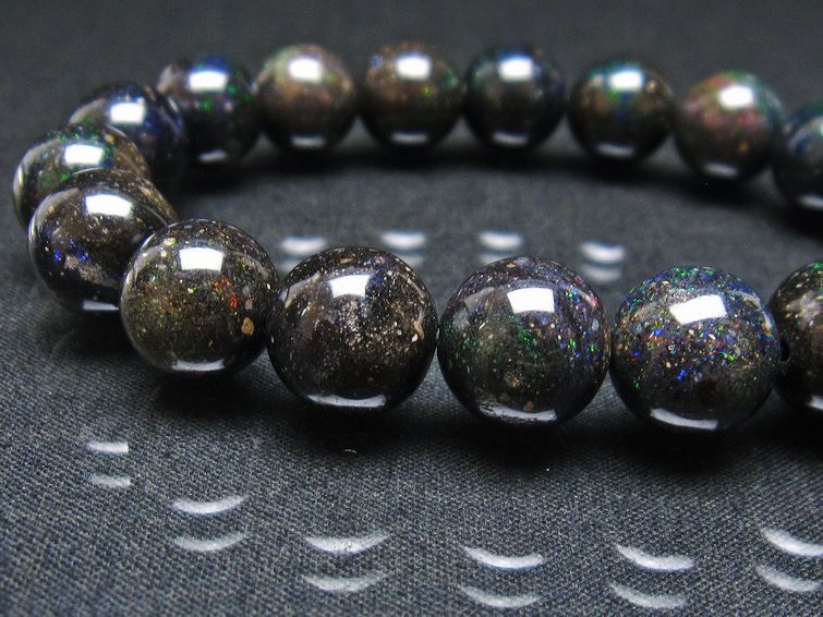 ブラックオパール ブレスレット 12mm 一点物 111-38001