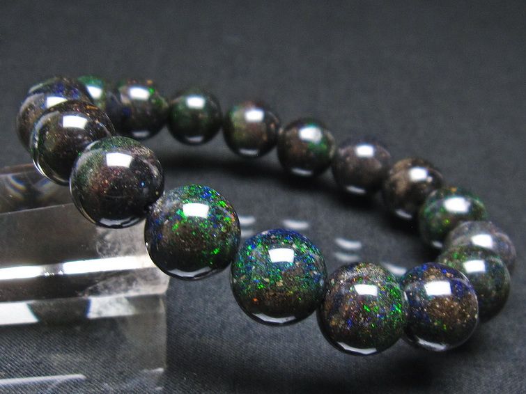 ブラックオパール ブレスレット 12mm 一点物 111-38002