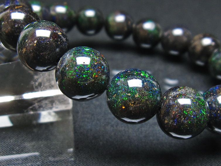 ブラックオパール ブレスレット 12mm 一点物 111-38002