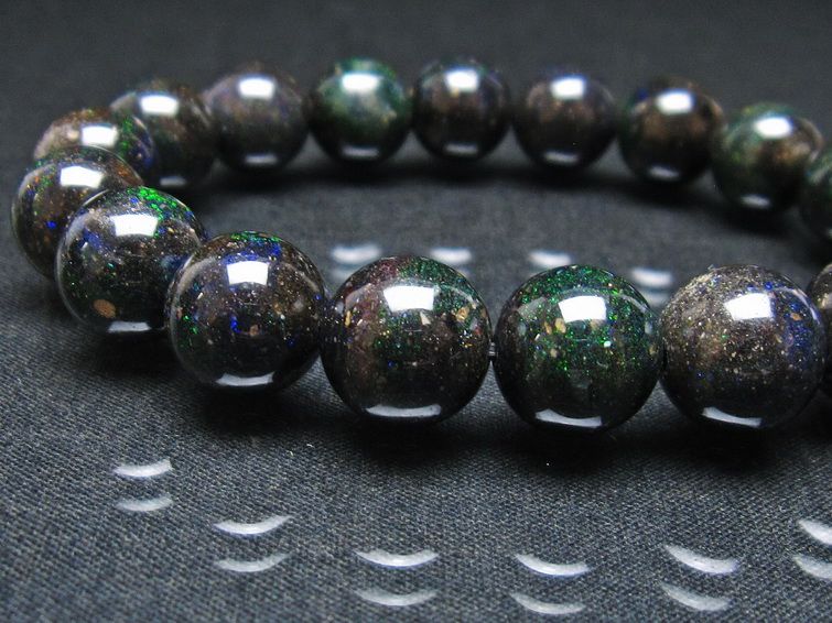 ブラックオパール ブレスレット 12mm 一点物 111-38002